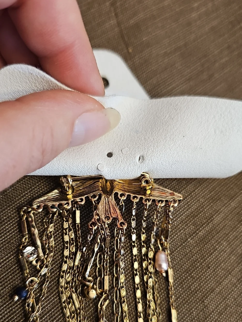 NWT Free People Cresta Dangle Bird Gold Winged Fringe Brooch Blue Clear Accents